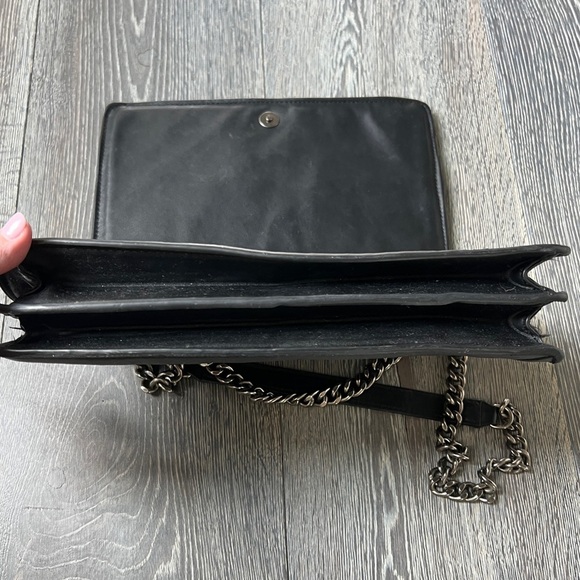 Zara Croc embossed quilted chained black handbag purse - Picture 10 of 13